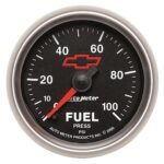 Autometer 3663-00406 Chevy Red Bowtie Series Gauge, Fuel Pressure, 2 1/16in. 100Psi, Digital Stepper Motor, Black.