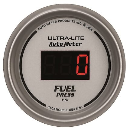 Autometer 6563 Ultra-Lite Series Gauge, Fuel Pressure, 2 1/16in. 100Psi, Digital, Silver Dial W/ Red Led