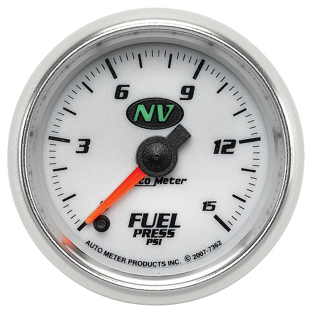 a487362_1.jpg Autometer 7362 NV Series Gauge, Fuel Pressure, 2 1/16in. 15Psi, Digital Stepper Motor. - Image 1