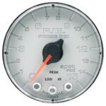 Autometer P315218 Spek Series Gauge, Fuel Press, 2 1/16in. 15Psi, Stepper Motor W/Peak & Warn, Slvr/Chrm.