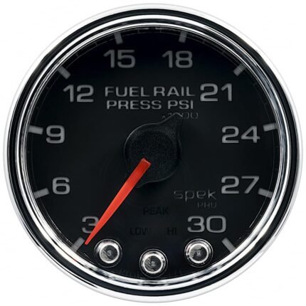 Autometer P32131 Spek Series Gauge, Rail Press, 2 1/16in. 30Kpsi, Stepper Motor W/Peak & Warn, Blk/Chrm.