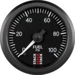 Autometer ST3306 Stack Series Gauge, Fuel Press, Pro Stepper Motor, 52Mm, Blk, 0-100Psi, 1/8in. Nptf Male