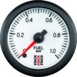 Autometer ST3353 Stack Series Gauge, Fuel Press, Pro Stepper Motor, 52Mm, Wht, 0-1 Bar, M10 Male