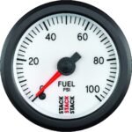 Autometer ST3356 Stack Series Gauge, Fuel Press, Pro Stepper Motor, 52Mm, Wht, 0-100Psi, 1/8in. Nptf Male