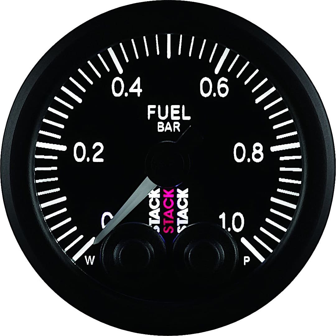 a48st3503_1.jpg Autometer ST3503 Stack Series Gauge, Fuel Press, Pro-Control, 52Mm, Blk, 0-1 Bar, M10 Male - Image 1