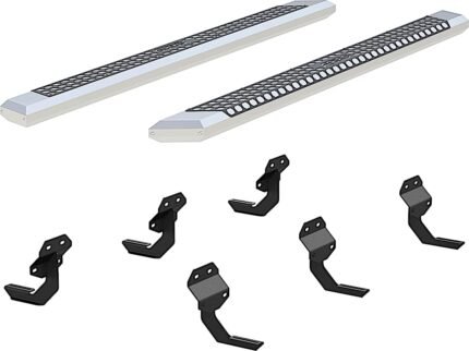Aries 2555048 Running Boards, Powdercoated Chrome, Aluminum, 91 in. Length, Diameter - 5.5 in., Cab & Chassis - Crew Cab/Crew Cab Pickup, AdvantEDGE Series