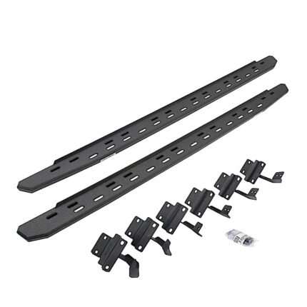 Go Rhino 69615087ST Running Boards, Protective Bedliner Coating, Galvanized Steel, Mounting Bracket Kit Included, 4-Door, Crew Cab Pickup, RB30 Slim Line Series