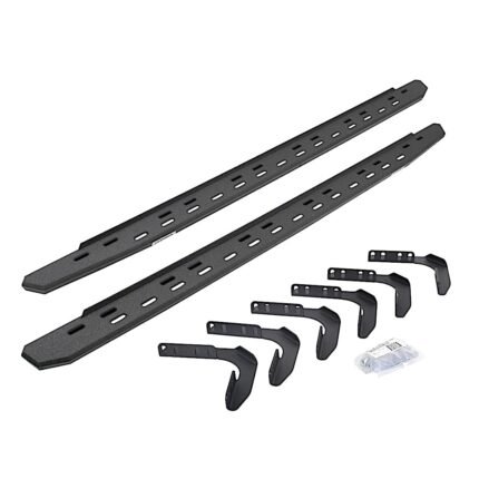 Go Rhino 69618087ST Running Boards, Protective Bedliner Coating, Galvanized Steel, Mounting Bracket Kit Included, 4-Door, Crew Cab Pickup, RB30 Slim Line Series