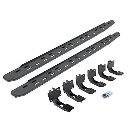 Go Rhino 69630680ST Running Boards, Protective Bedliner Coating, Galvanized Steel, Mounting Bracket Kit Included, 4-Door, Extended Cab Pickup, RB30 Slim Line Series