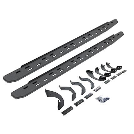 Go Rhino 69643580ST Running Boards, Protective Bedliner Coating, Galvanized Steel, Bracket Kit Included, 4-Door, Extended Cab Pickup, RB30 Slim Line Series