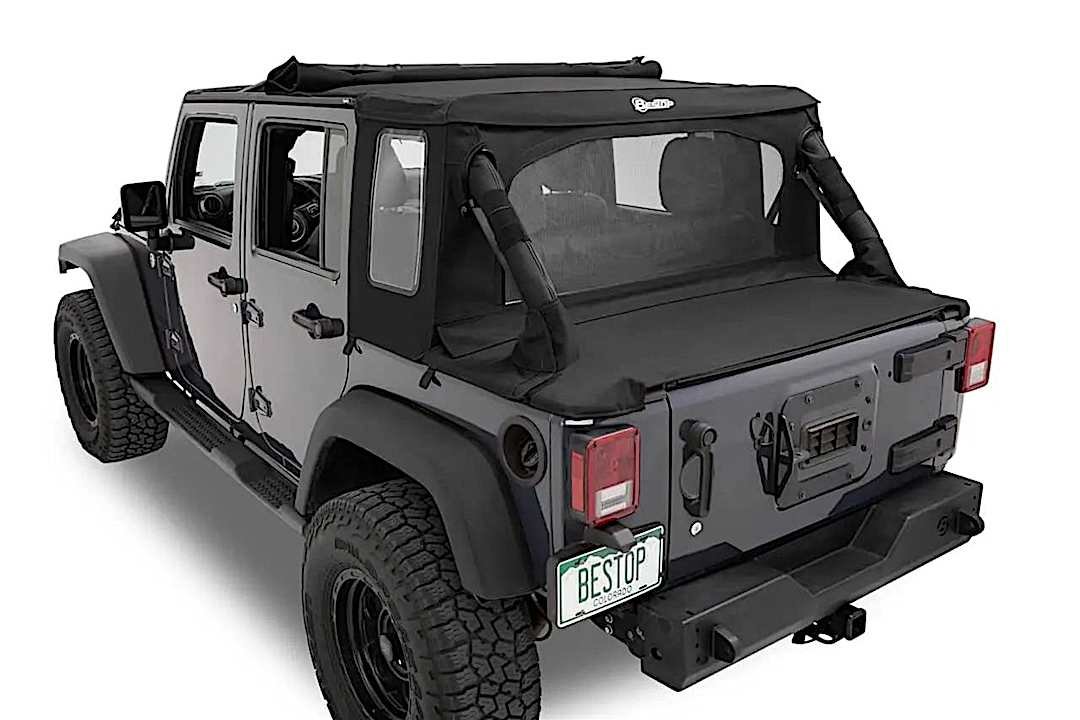 d345390117_1.jpg Bestop 53901-17 Halftop Soft Top, Black Premium Twill, Fit's 4 Door Models Only - Image 1