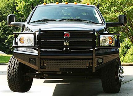 Fab Fours DR06-S1160-1 Front Black Steel Grille Guard, Powdercoated Black, with Full Grille Guard