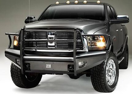 Fab Fours DR10-Q2960-1 Front Black Steel Elite Grille Guard, Powdercoated Black, with Full Grille Guard