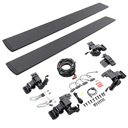 Go Rhino 20444580PC Running Boards, Textured Black, Aluminum, with Mounting Kit, Extended Cab Pickup, FULL HYBRID EV-GAS (FHEV)/GAS, E1 Series