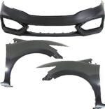 Replacement 3-Piece Kit, Front, Driver and Passenger Side Fender, 2-Door, Coupe, Includes (1) Bumper Cover and (2) Fender