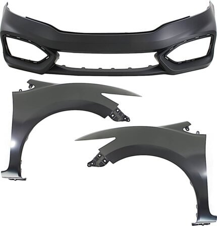 Replacement 3-Piece Kit, Front, Driver and Passenger Side Fender, 2-Door, Coupe, Includes (1) Bumper Cover and (2) Fender