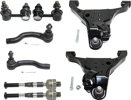 TrueDrive 8-Piece Kit Front, Driver and Passenger Side, Lower Control Arm Kit, Includes (2) Control Arm, (2) Sway Bar Link, and (4) Tie Rod End