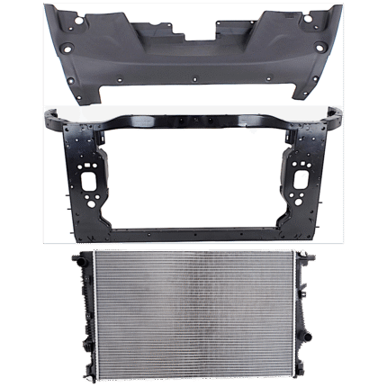 Replacement 3-Piece Kit Radiator, 4 Cyl 2.4L, includes (1) Radiator, (1) Radiator Support, and (1) Radiator Support Cover