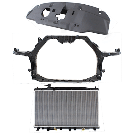 Replacement 3-Piece Kit Radiator, 4 Cyl 2.4L, includes (1) Radiator, (1) Radiator Support, and (1) Radiator Support Cover