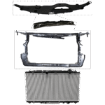 Replacement 4-Piece Kit Radiator, USA Built Vehicle, 6 Cyl 3.5L, includes (2) Radiator Support, (1) Radiator and (1) Radiator Support Cover