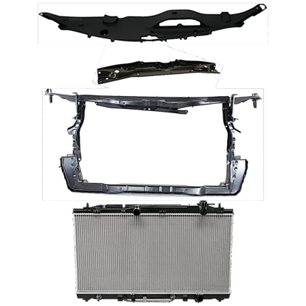 Replacement 4-Piece Kit Radiator, USA Built Vehicle, 6 Cyl 3.5L, includes (2) Radiator Support, (1) Radiator and (1) Radiator Support Cover