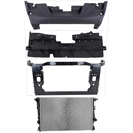 Replacement 4-Piece Kit Radiator, For Models With Dual Fan Assembly, 6 Cyl 3.2L, includes (2) Radiator Support, (1) Radiator and (1) Radiator Support Cover