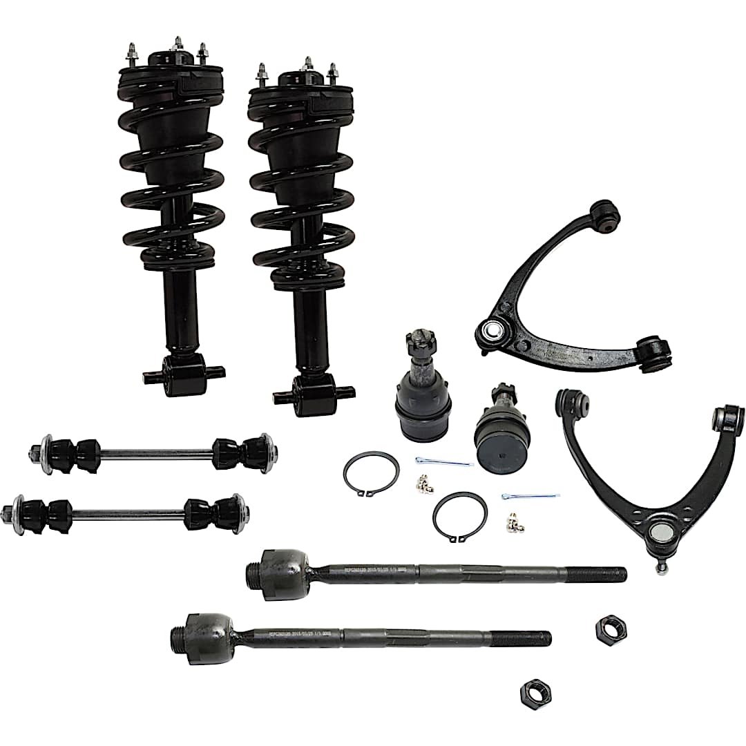 kit-012121-02-04_1.jpg TrueDrive 10-Piece Kit Front, Driver and Passenger Side, Upper Control Arms with Ball Joints, Loaded Struts, Sway Bar Links, and Tie Rod Ends, Crew Cab Pickup/Extended Cab Pickup - Image 1