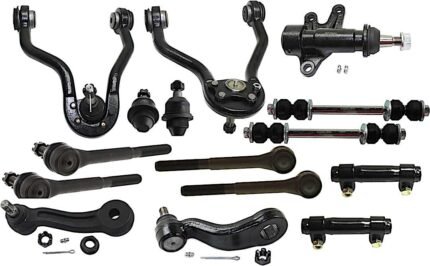 TrueDrive 15-Piece Kit Front, Driver and Passenger Side, Upper Control Arm, 4WD, includes Ball Joints, Idler Arm, Idler Arm Bracket, Pitman Arm, Sway Bar Links, Tie Rod Adjusting Sleeves, and Tie Rod Ends