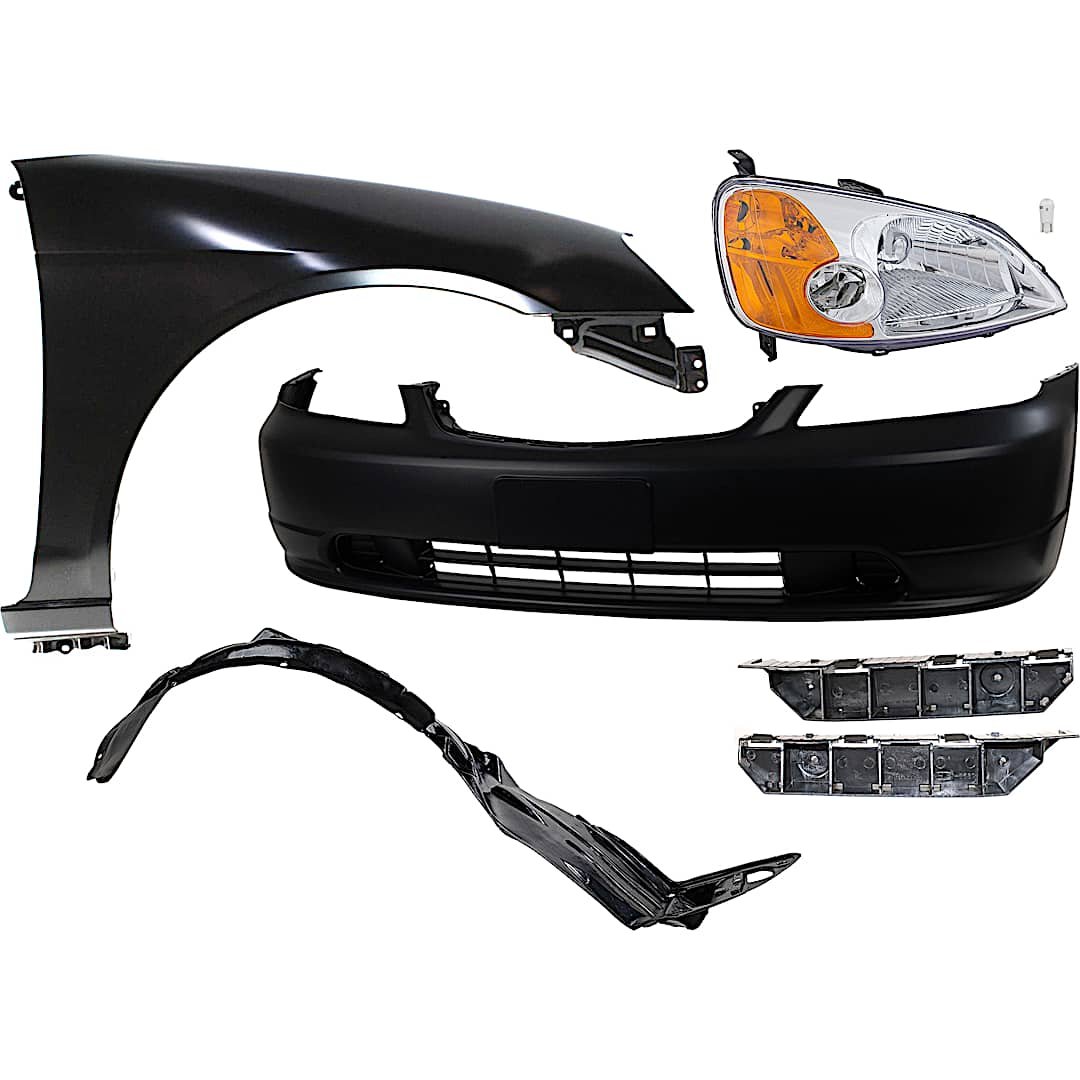 kit-012524-05_1.jpg Replacement 7-Piece Kit Passenger Side LED Headlight, Includes (2) Bumper Bracket, (1) Bumper Cover, (1) Fender, (1) Fender Liner, (1) Headlight, and (1) Light Bulb - Image 1