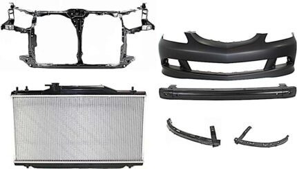 Replacement 6-Piece Kit, Front Primed Bumper Cover, Includes (2) Bumper Bracket, (1) Bumper Cover, (1) Bumper Reinforcement, (1) Radiator, and (1) Radiator Support