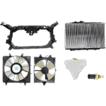 Replacement 6-Piece Kit Cooling Fan Assembly, Radiator and A/C Condenser Fan, 3.2L 6 Cyl. Engine, Includes Coolant Reservoir, Coolant Temperature Sensor, and Radiator Support