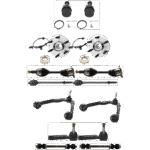 JC Whitney 14-Piece Kit Front, Driver and Passenger Side Axle Assembly, Includes (2) Axle Assembly, (2) Ball Joint, (2) Control Arm, (2) Sway Bar Link, (4) Tie Rod End, and (2) Wheel Hub