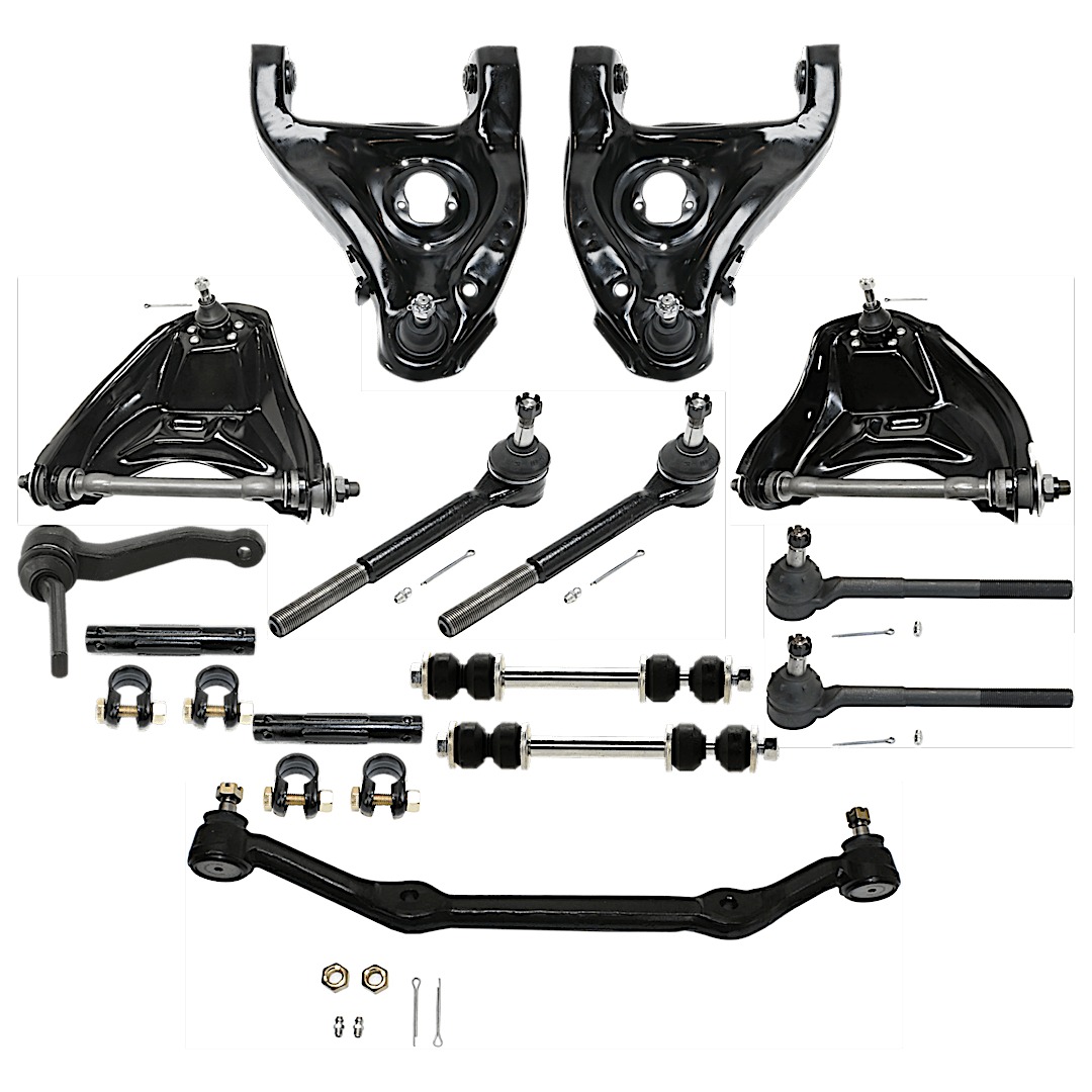 kit-012925-c327_1.png TrueDrive 14-Piece Kit Front, Driver and Passenger Side, Upper and Lower Control Arm, with (1) Center Link, (4) Control Arm, (1) Idler Arm, (2) Sway Bar Link, (2) Tie Rod Adjusting Sleeve, and (4) Tie Rod End - Image 1
