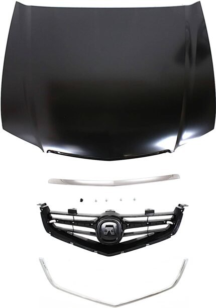 Replacement 4-Piece Kit Factory Style Hood, Steel, Primed, Includes (1) Grille, (1) Grille Trim, (1) Hood, and (1) Hood Molding