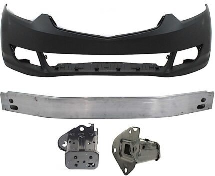 Replacement 4-Piece Kit, Front Primed Bumper Cover, Includes (2) Bumper Bracket, (1) Bumper Cover, and (1) Bumper Reinforcement