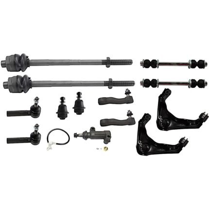 TrueDrive 13-Piece Kit Front, Driver and Passenger Side, Upper Control Arm with Ball Joints, Idler Arm, Idler Arm Bracket, Pitman Arm, Sway Bar Links, and Tie Rod Ends, Heavy Duty Design