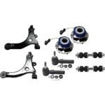 TrueDrive 8-Piece Kit Front, Driver and Passenger Side, Lower Control Arm, includes Sway Bar Links, Tie Rod Ends, and Wheel Hubs, For Models with 24mm Bar Diameter