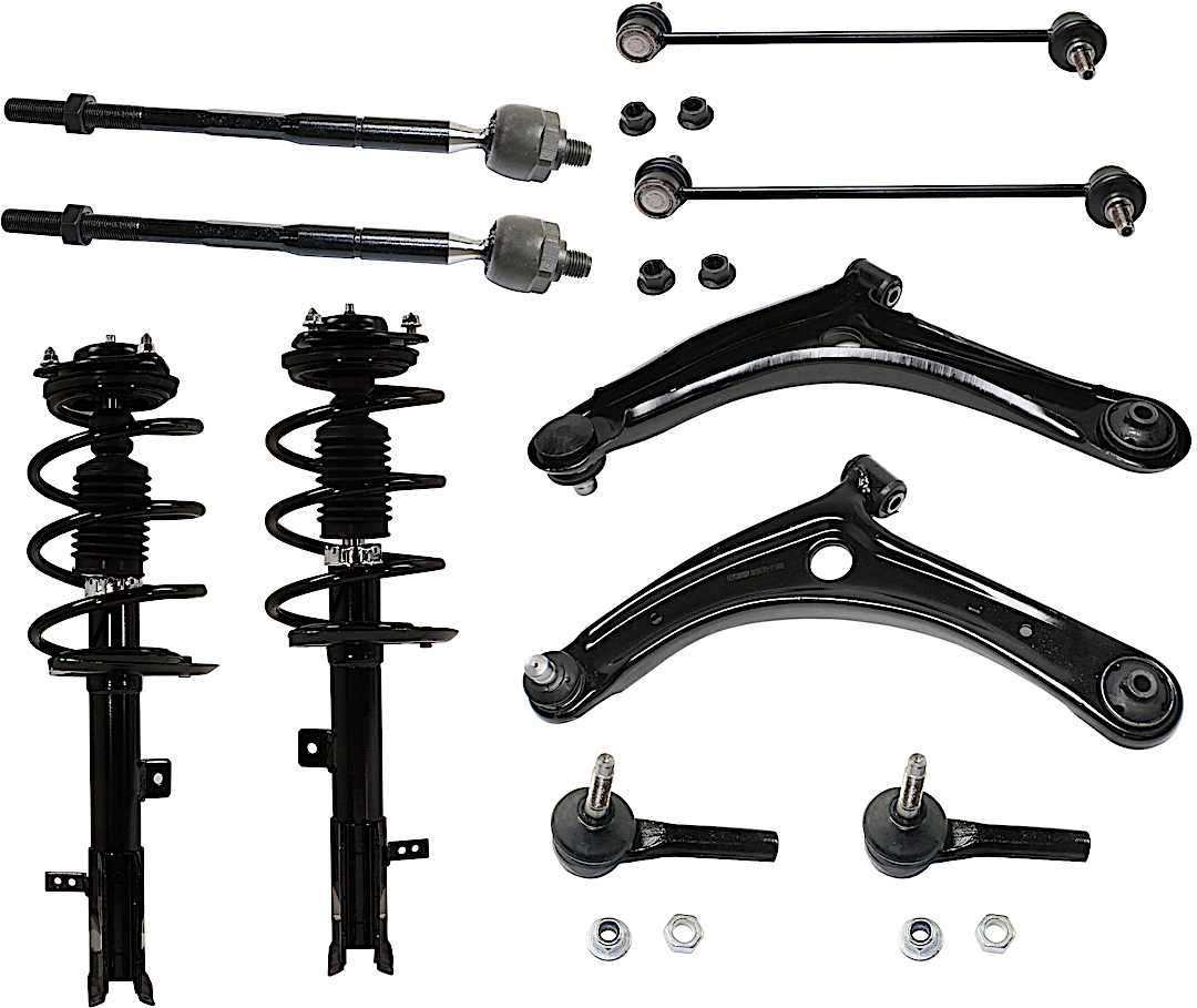 kit-021722-02_1.jpg TrueDrive 10-Piece Kit Front, Driver and Passenger Side Suspension with Control Arm, Loaded Strut, Sway Bar Link, and Tie Rod End - Image 1