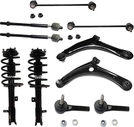 TrueDrive 10-Piece Kit Front, Driver and Passenger Side Suspension with Control Arms, Loaded Struts, Sway Bar Links, and Tie Rod Ends, Four Wheel Drive