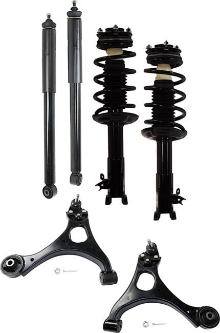 TrueDrive 6-Piece Kit Front, Driver and Passenger Side, Lower Control Arms with Shock Absorbers, and Loaded Struts, Sedan