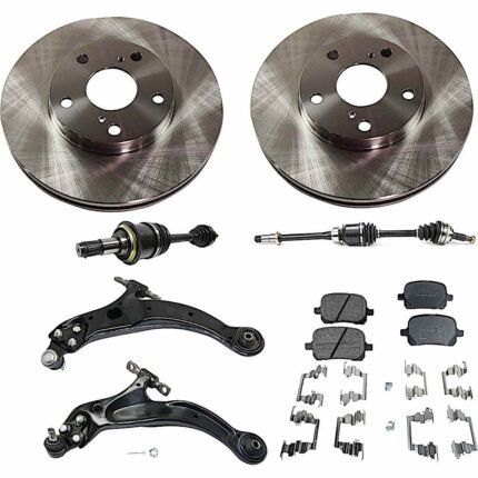 TrueDrive 8-Piece Kit Front Axle Assembly, Automatic Transmission, Plug-In Style Inboard Housing, FWD, includes Brake Discs, Brake Pad Sets, and Control Arms