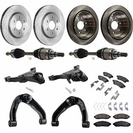 TrueDrive 14-Piece Kit Front Axle Assembly, includes (2) Axle Assembly, (4) Brake Disc, (2) Brake Pad Set, and (4) Control Arm, 4WD, 4.0L Engine