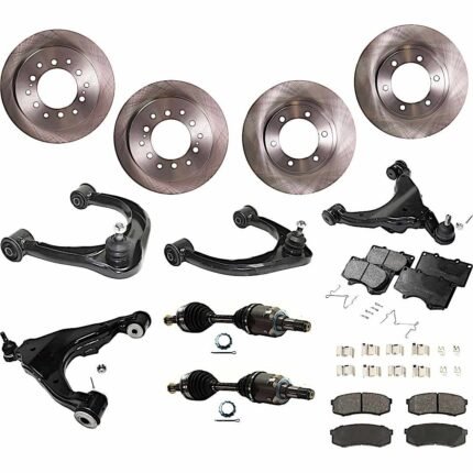 TrueDrive 12-Piece Kit Front, Driver and Passenger Side, Upper and Lower Control Arm with Axle Assemblys, Brake Discs, and Brake Pad Sets, 6 Lugs, 12.56 in.Disc Diameter, 4WD