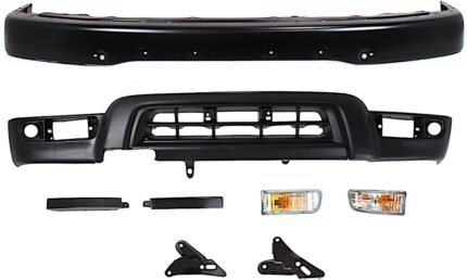 Replacement 8-Piece Kit, Front Bumper, For Models w/ Sport Package and Fender Flare Holes, Painted Black, Includes (1) Bumper, (2) Bumper Bracket, (2) Grille Extension, (2) Turn Signal Light, (1) Valance
