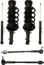 TrueDrive 6-Piece Kit Driver and Passenger Side Suspension Includes Loaded Struts, Shock Absorbers, and Tie Rod Assemblies, Hatchback/Sedan