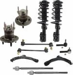TrueDrive 12-Piece Kit Front, Driver and Passenger Side, Lower Control Arm with Loaded Struts, Sway Bar Links, Tie Rod Ends, and Wheel Hubs, Turbocharged, FWD
