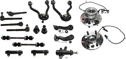 TrueDrive 17-Piece Kit Front Control Arm, Heavy Duty Design, includes Ball Joints, Idler Arm, Idler Arm Bracket, Pitman Arm, Sway Bar Links, Tie Rod Adjusting Sleeves, Tie Rod Ends, and Wheel Hubs