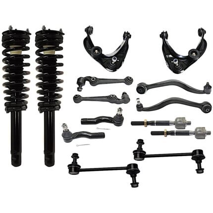 TrueDrive 14-Piece Kit Front, Driver and Passenger Side, Upper and Lower Control Arm with Shock Absorber and Strut Assembly, Sway Bar Links, and Tie Rod Ends, AWD and FWD