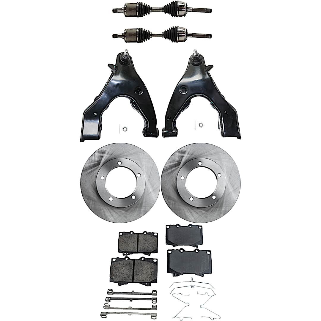 kit-030422-0010_1.jpg TrueDrive 8-Piece Kit Front, Driver and Passenger Side Axle Assemblies, 4WD, includes Brake Discs, Brake Pad Sets, and Control Arms - Image 1
