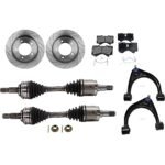 TrueDrive 8-Piece Kit Front Axle Assembly with Brake Discs, Brake Pad Set, and Control Arms, 4WD